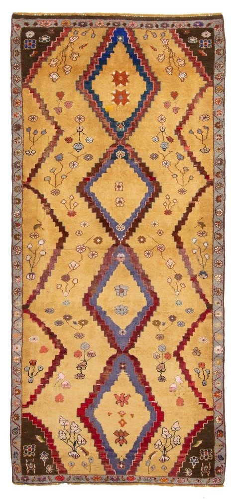 Vintage 3'11" x 8'6" Traditional Hand Knotted Vegetable Dye Wool Area Rug