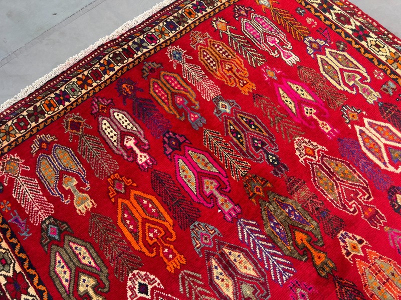 4'10 x 6'7 ft Vintage Afghan Handknotted Tribal Wool Red Geometric Area Rug gallery