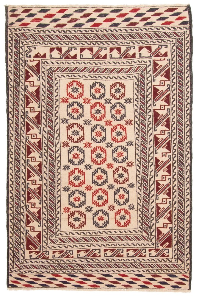 Vintage Hand Woven Area Rug 3'11" x 6'0" Traditional Wool Oriental Carpet