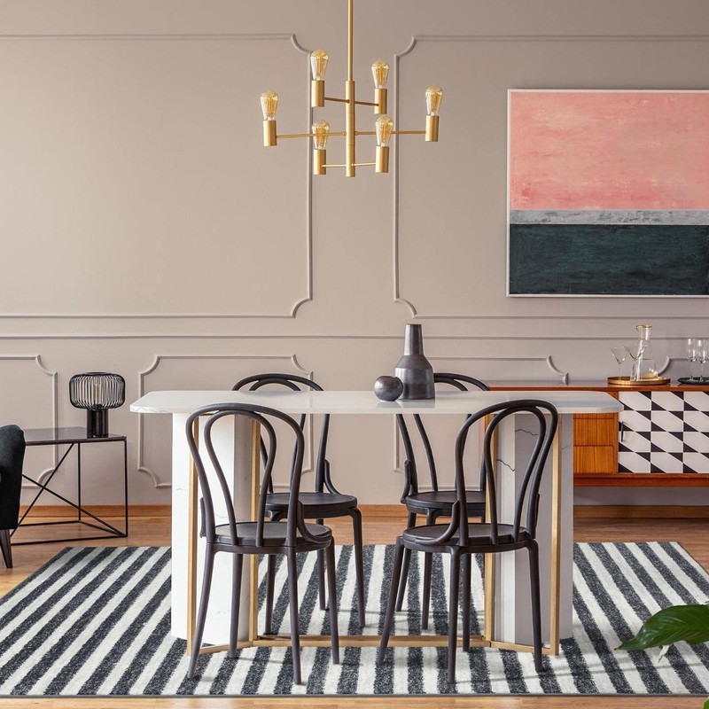 Moroccan Area Rugs Dark-Gray Striped Modern Living Room Carpet Large Carpet gallery