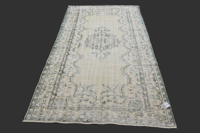 Vintage Turkish Oushak Rug, Beige 5x8ft, Handmade Wool, Bohemian Anatolian gallery