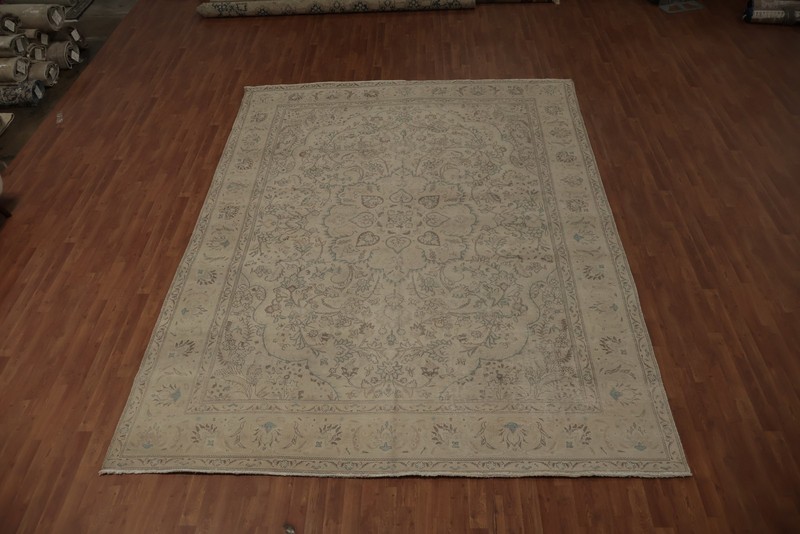 Classic Distressed Neutral Area Rug Wool Hand-made Room Size Carpet 10x13 gallery