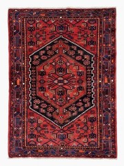 Vintage Zanjan Tribal Oriental Hand Knotted Wool Area Rug 5×7 Black Red Boho