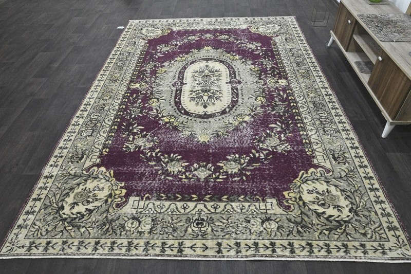 Oushak 7x10,Turkish Rug,vintage,anatolian,PURPLE,kilim,Bohemian,handmade,wool gallery