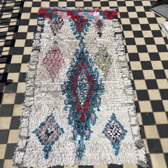 Vintage Hand Made Moroccan Boucherouite Cotton Rag Rug 166 x 94cm