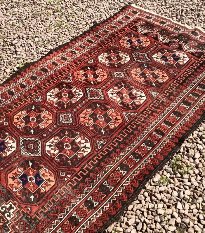 Genuine ANTIQUE TEKKE RUG Circa 1920's HAND MADE Middle Eastern gallery