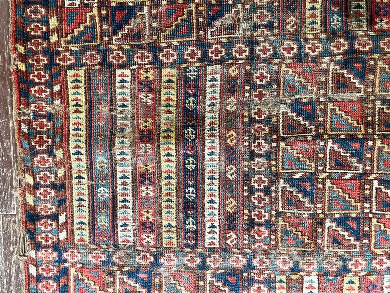 Rare Antique Yomud Turkoman Prayer Rug Western Turkestan AS IS, 3' x 4' 111098 gallery