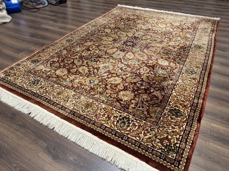Tree of Life Indian Kashmiri Rug 6x9 Rust Red Cream Animal Pictorials 290 KPSI gallery