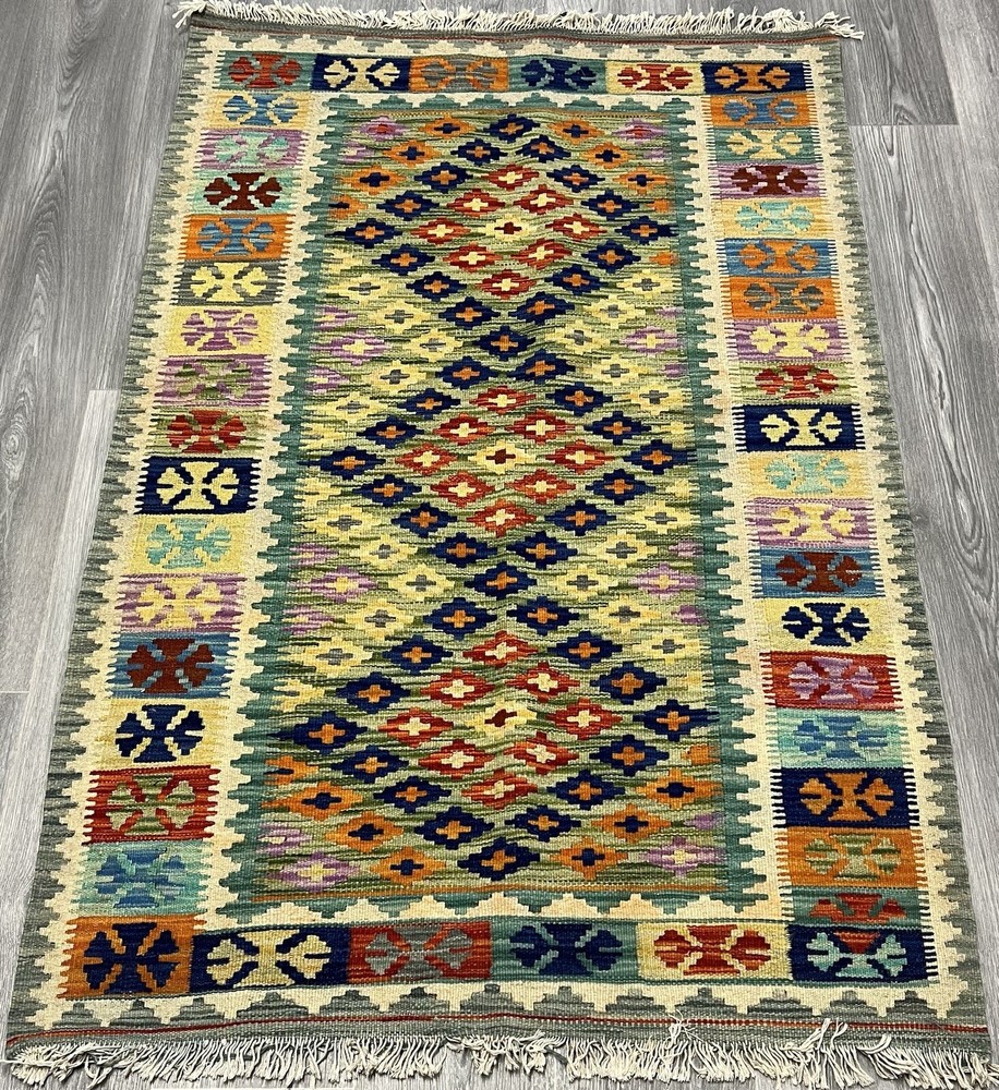 Vintage Kilim Traditional Hand Made Oriental Wool Kilim 5ftx3.2ft 162cmx100cm
