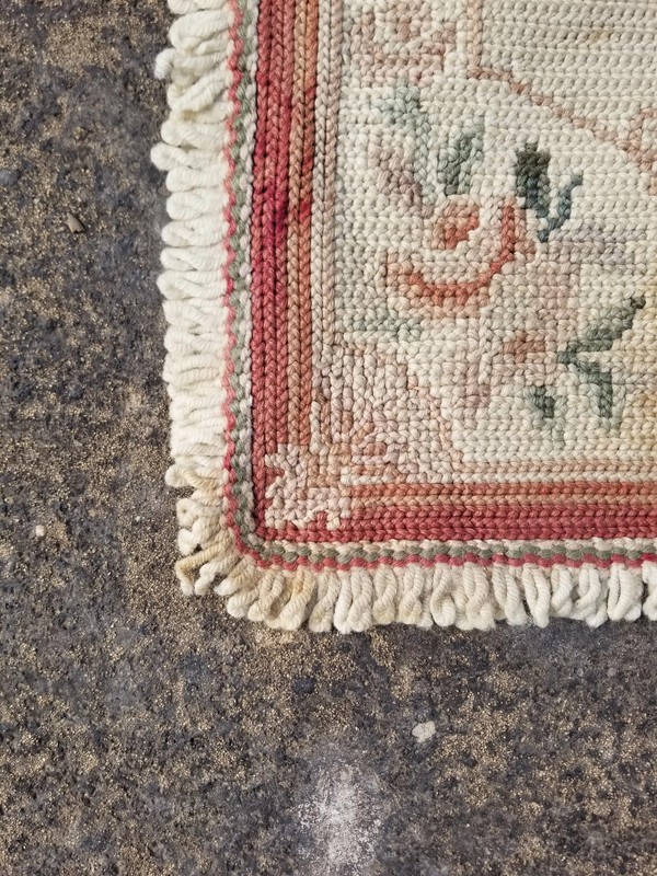 Vintage Portuguese Arraiolos Handmade Floral Wool Multicolor Rug 3.8x1.9ft gallery