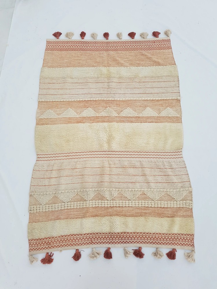 Vintage Handmade Traditional Geometric Brown Beige Kilim Rug Carpet 234x154cm
