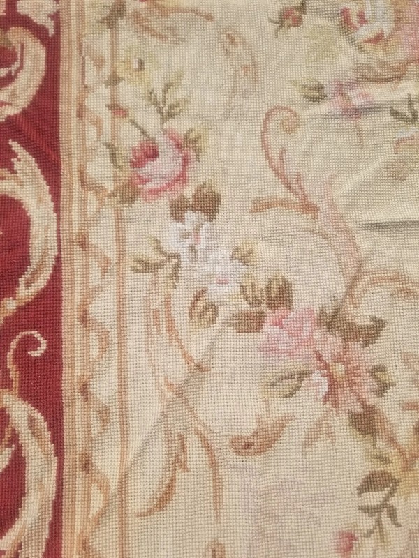 Antique French Handmade Aubusson Floral Wool Multicolor Kilim Rug 5.9x3.8 ft gallery