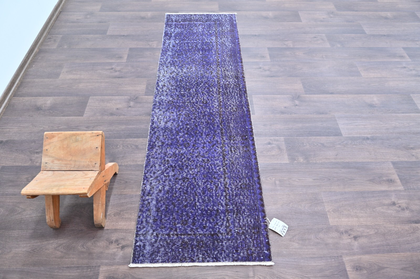Vintage Turkish Runner Rug 2x6ft Wool Anatolian Handmade Hallway Oushak PURPLE gallery