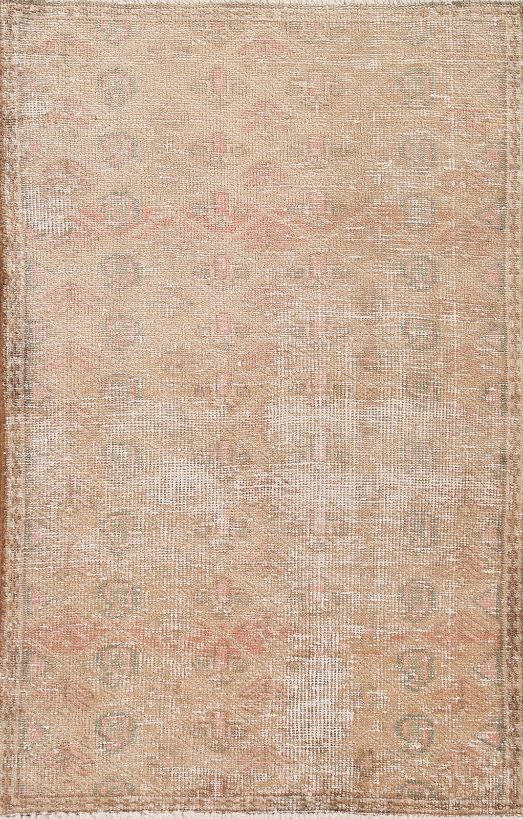Handmade Oriental Wool Carpet Geometric Distressed Accent Rug 3x5 Ft Foyer Rug gallery