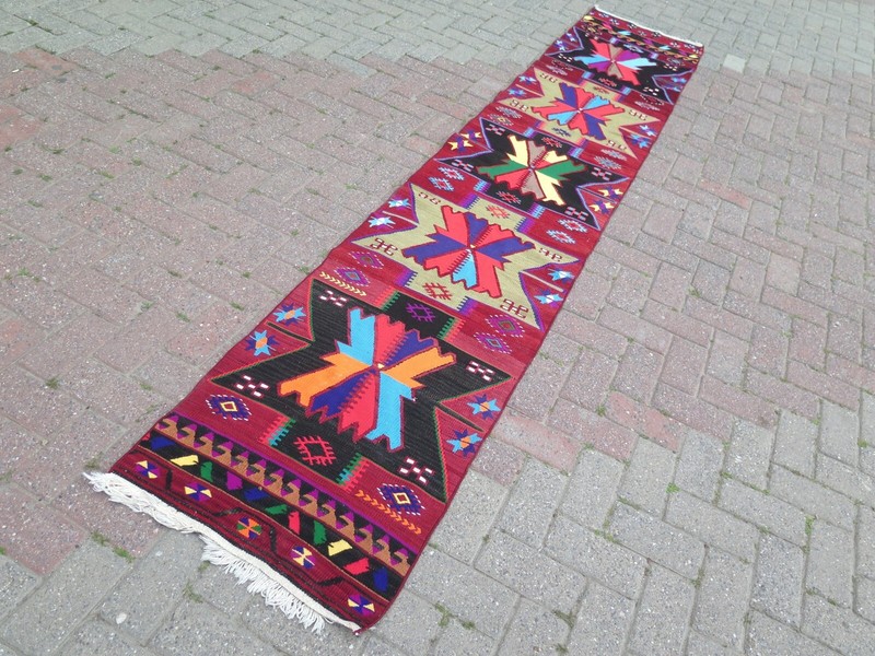 Runner Rug Stairs Rug Hallway Rug Turkish Kilim Runner Corridor LongRug 23"x128" gallery