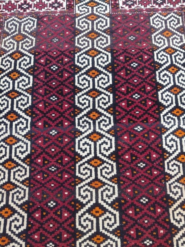 Antique Turkoman Rug, Geometric Kitchen Decor Rug, Handmade Wool Carpet Rug gallery