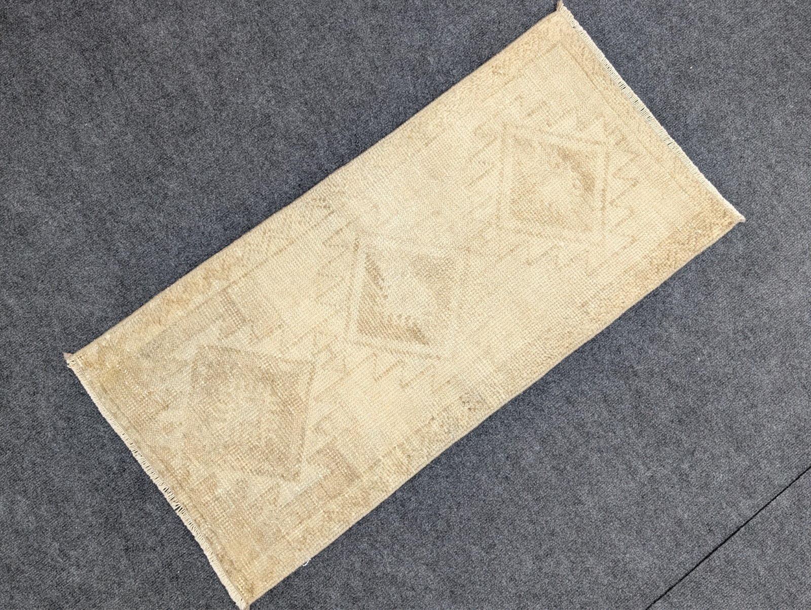 2 x 3 ft Vintage Beige Door Mat, Turkish Oushak Wool Bathroom Rug, Handmade Rug gallery