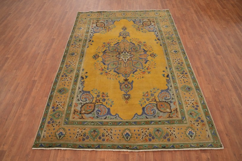Distressed Traditional Wool Vintage Area Rug 7x10 ft Hand-knotted Orange Carpet gallery