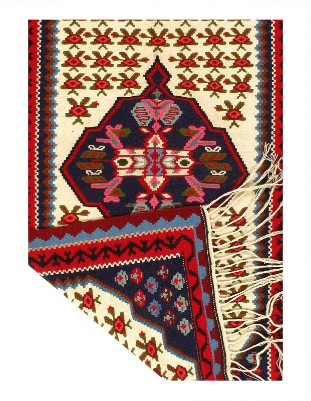 Vintage Multi color Fine Hand woven Kilim Sneh Rug 3'7"x 6'2" gallery