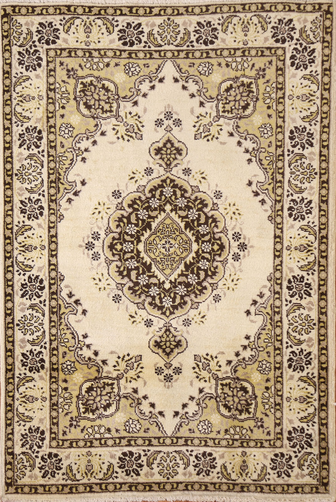 Ivory Vintage Traditional Accent Rug 3x5 ft Hand-knotted Wool Carpet gallery