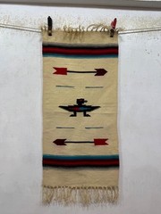 Vintage Beautiful Hand Woven Chimayo Wool Weaving Kilim Rug Panel 73×35 Cm