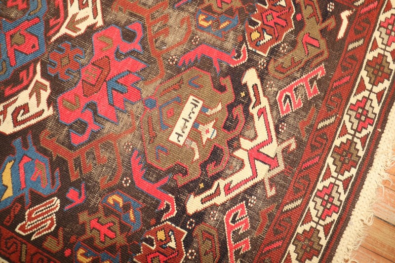 Antique Dated Caucasian Bidjov Kuba Worn Rug Size 3'3''x5' gallery