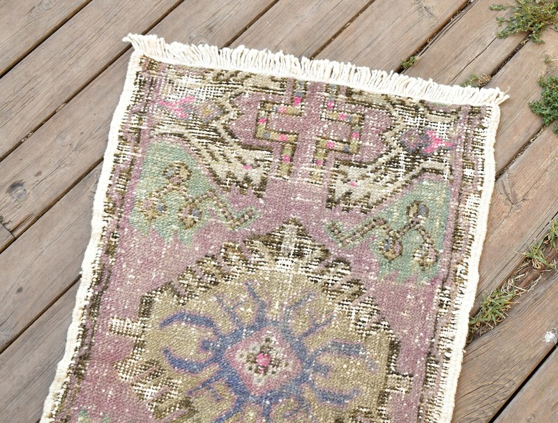 Turkish Carpet Hand Knotted 1x2 Size Doormat Chair Multi Color Rug 40x80cm gallery
