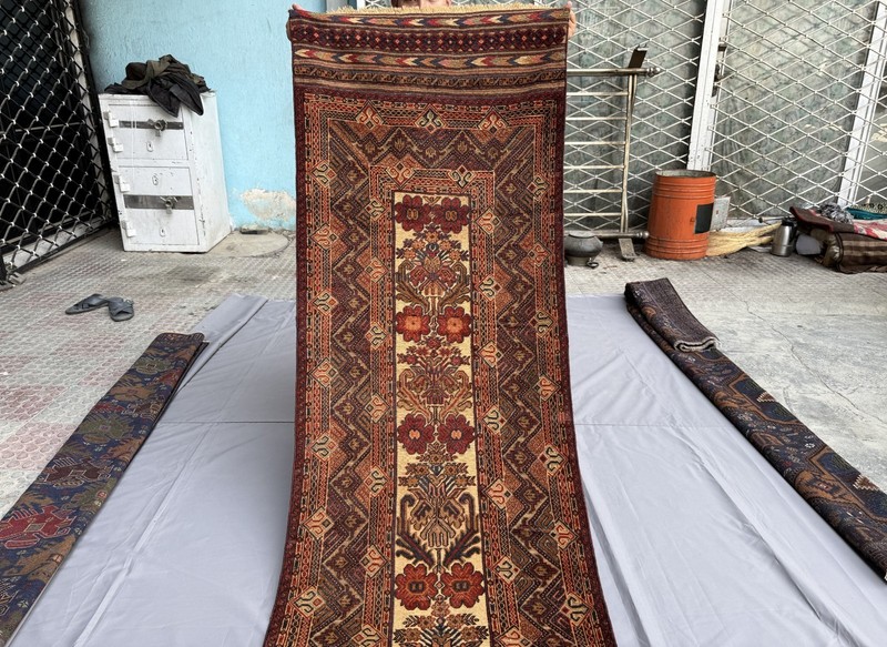 Fine Antique Afghan Runner Rug 3x12 ft Handmade Persian Style Tribal Hallway Rug gallery