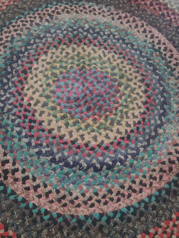 Antique Hand Made Round Braided Rug 46" Multicolor gallery