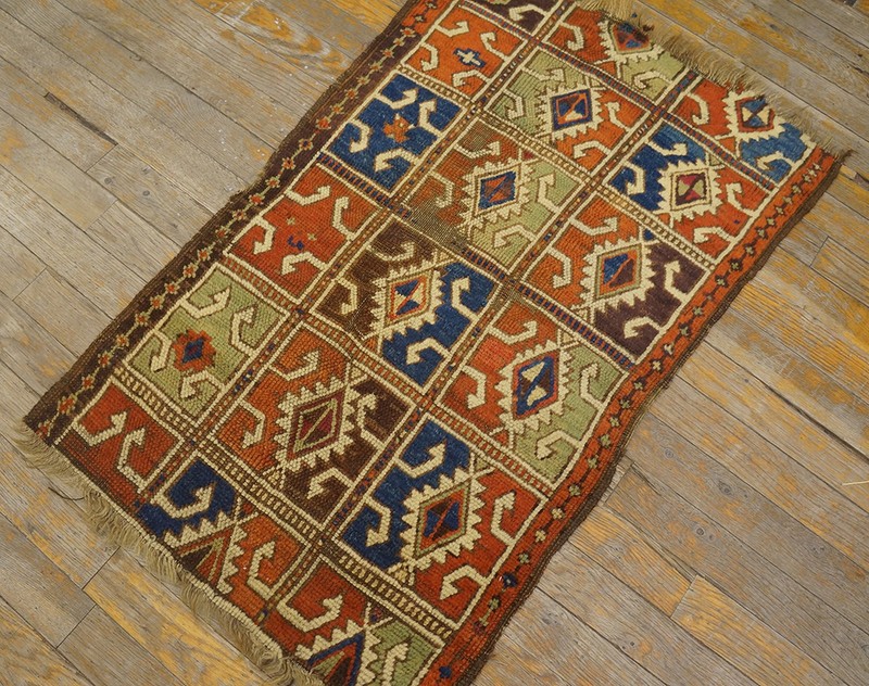 2'x2' Small Scatter Size Antique Tribal Geometric Mid 19th Century Turkish gallery