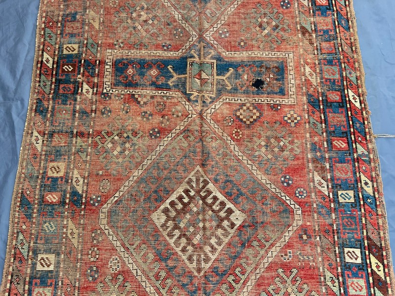 Antique Caucasian Kazak Rug 4'6 x 7'8 ft – 1900s Hand Knotted Tribal Wool Carpet gallery