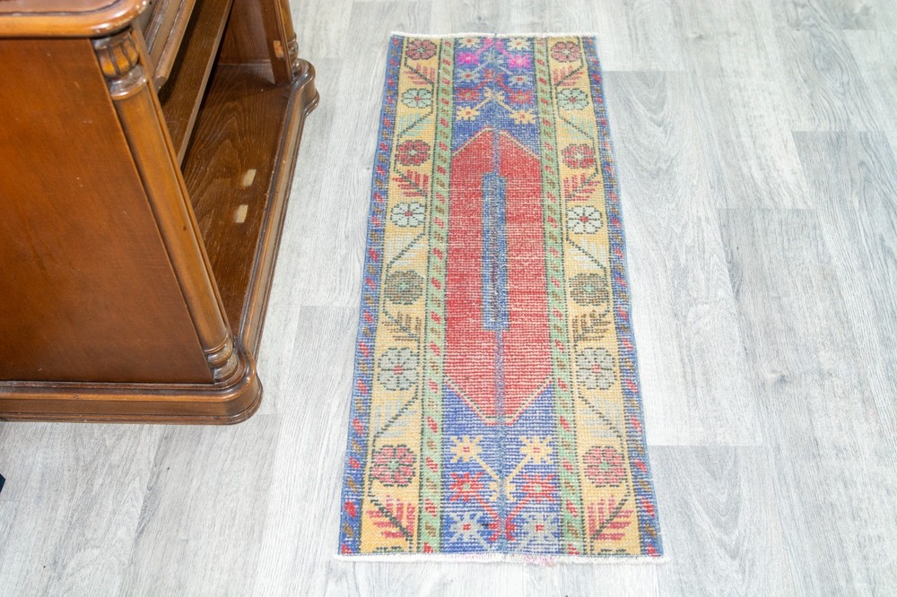 Vintage Turkish Runner Rug 1'6x4'4 ft, Colorful Spring Decor Oushak Runner Rug
