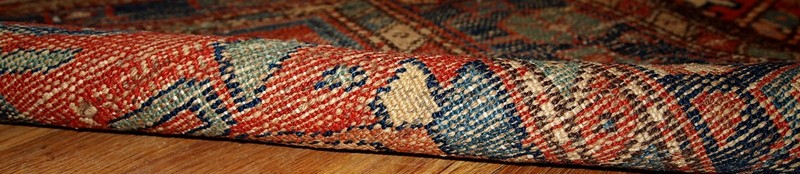 Handmade Antique Oriental Runner Rug 100cm x 310cm Wool 1920s Red Blue gallery