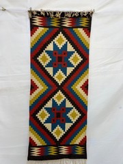 Vintage Swedish Rölakan Rug Wool Runner Star Diamond Tapestry Wall Hanging MCM