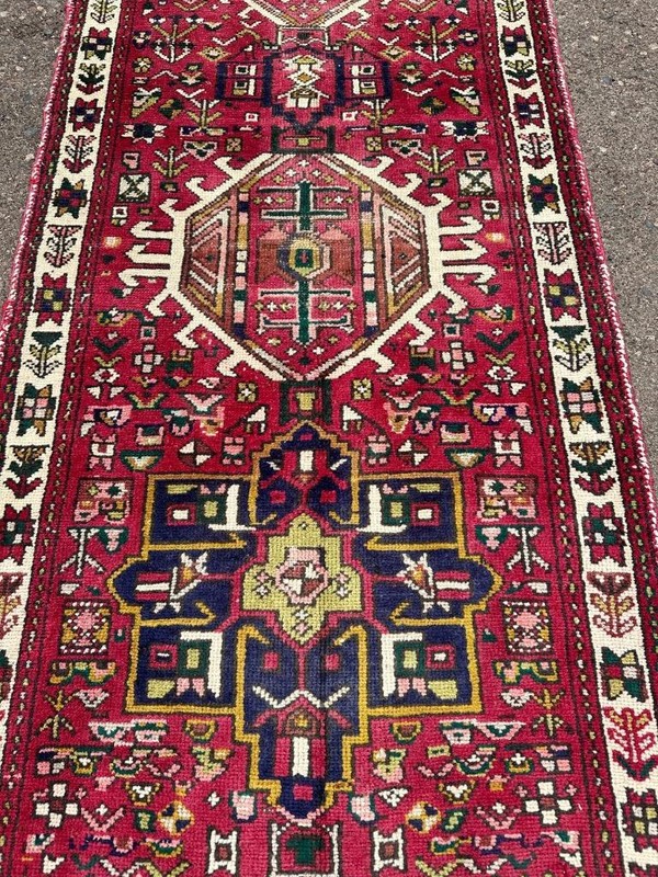 Vintage Caucasian Handmade Wool Runner Oriental Animal Heris Rug 2'9 x 10'2 3x10 gallery