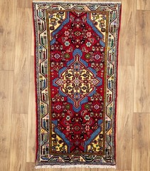 Vintage Tribal Geometric Oriental Rug Handmade Wool Small Entryway Carpet 3×5 Ft