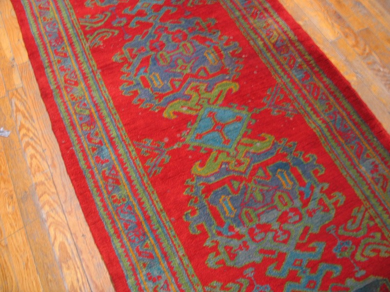 3'x34' Antique Large Scale Tribal Arts and Crafts Design Red Turkish Oushak gallery