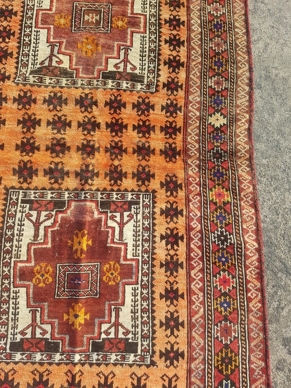 Vintage Hand Made Traditional Rug Oriental Wool Multicolor Carpet 205x110 cm gallery