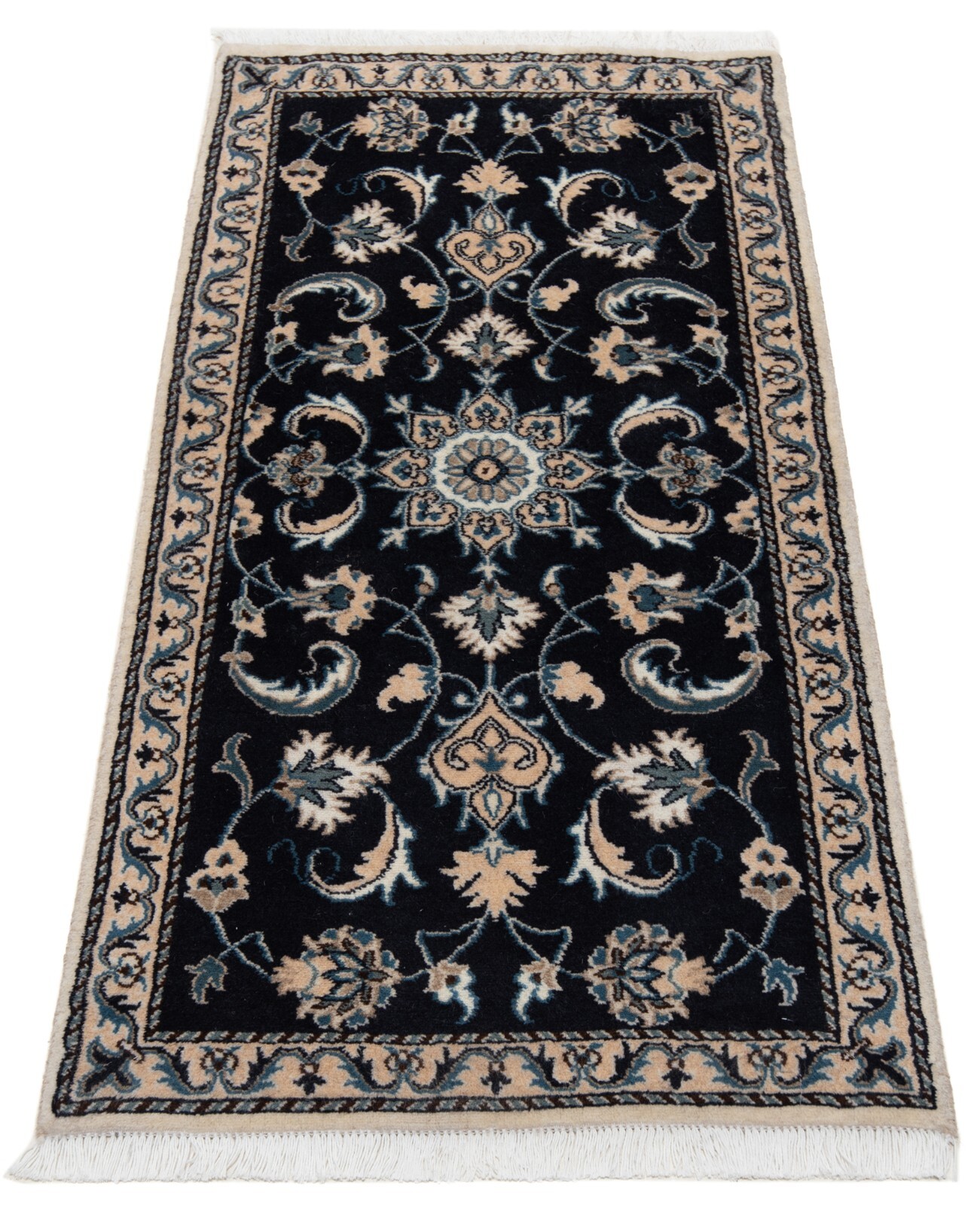 Nain 144x68 cm Hand Knotted Oriental Wool Carpet Runner Rug Blue gallery