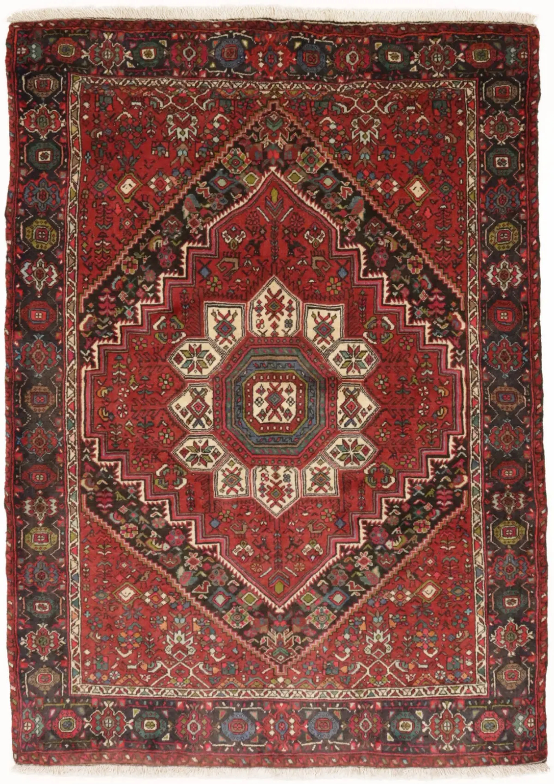 Vintage Bidjar Oriental Rug Geometric Floral Handmade Plush Carpet 3'4X4'9 ft gallery