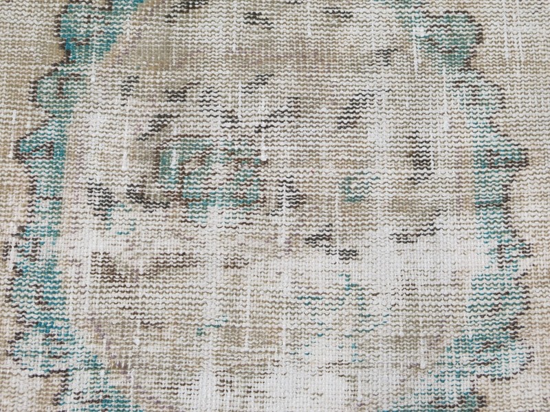 Small Vintage Turkish Distressed Carpet, Handwoven Beige Modern Door Mat 32"x46" gallery