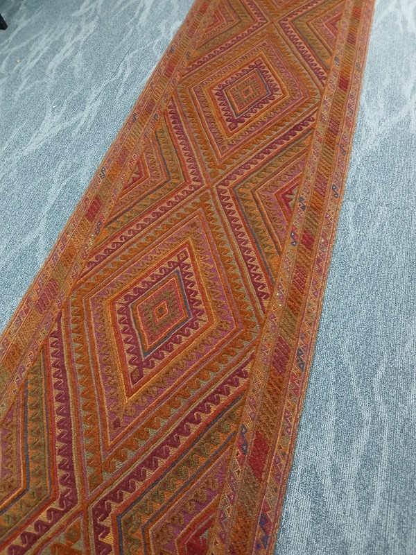 2'8"x12'10 Golden Vintage Meshwani Baluchi Runner Rug, Long Kilim Carpet Runner gallery