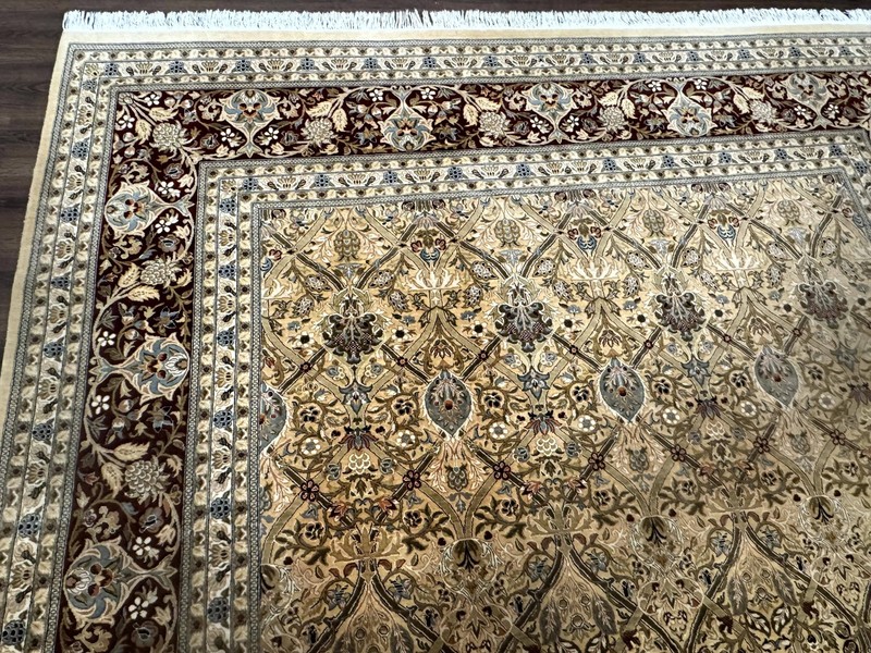 Fine Pak Per'sian Rug 9x12, Gold and Wine Red, Panel Design, 330 KPSI gallery