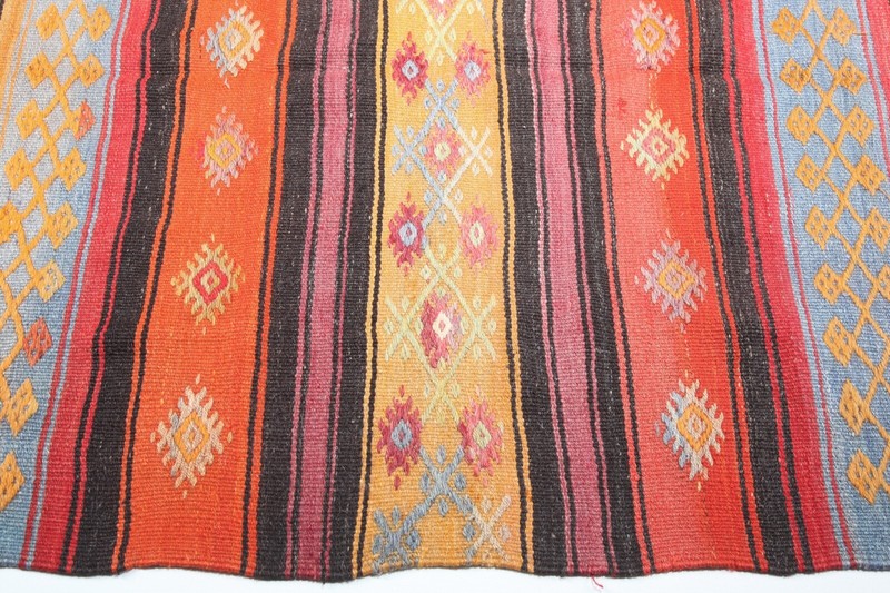 One of a Kind Beautiful Multi Color Tones with Striped Design vintage Area Kilim gallery