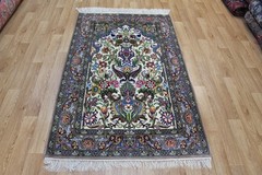 Fine Oriental Tree of Life Rug Silk Kork Wool Hand Knotted 180x110cm Floral Bird