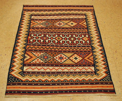 OLD, ANTIQUE RARE DESIGN CAUCASIAN KILIM FLAT WOVEN RUG 3’2″ x 4’10” VEG DYE