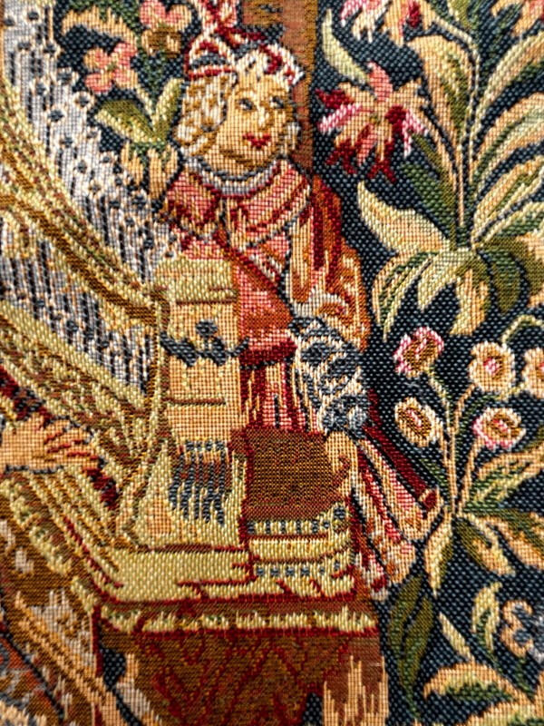 Lady and Organ France tapestry vintage mideveval gallery