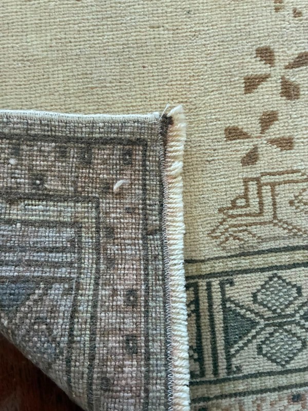 Vintage Turkish Rug 2x3 Muted Beige Cream Tan Hand Knotted Wool Accent Mat Boho gallery