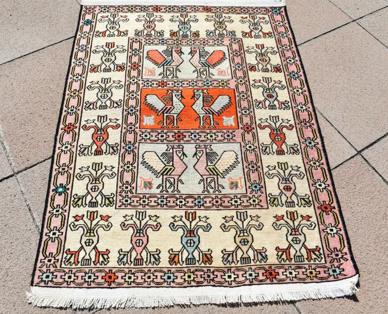 Turkish Soumak Rug 28'' x 75'' Animal Figure Soumak Rug Hallway Corridor Kilim gallery