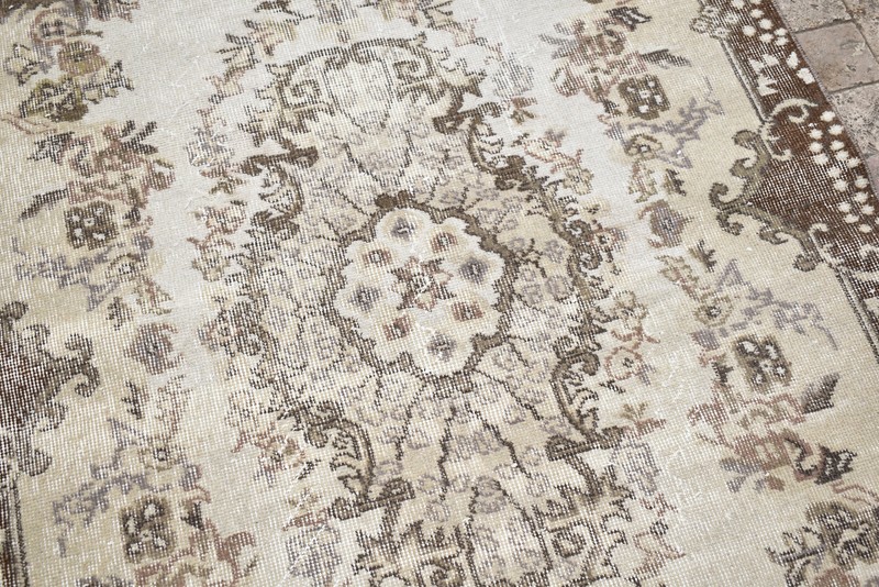 Turkey Rug 46''x85'' Vintage Unique Oushak Soft Color Floral Rug 118x218cm 3x7 gallery